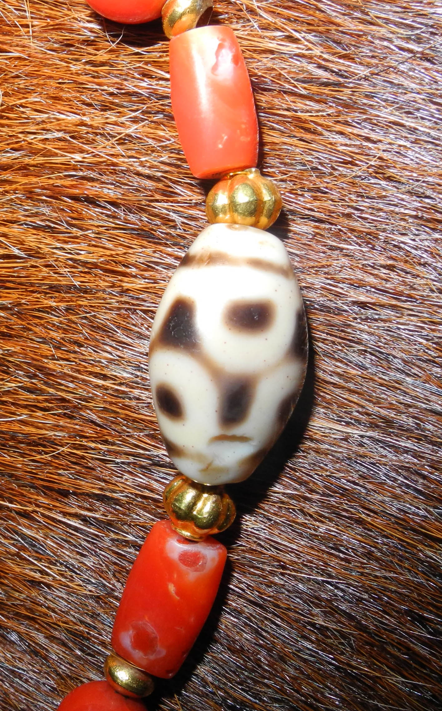 Six Lotus Bud dZi Collectable, Antique, dZi beads